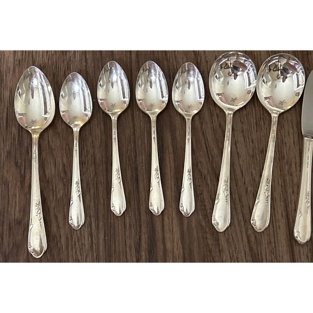 Wm A Rogers Vintage Silver Plate 1936‎ Meadowbrook Heather Mixed Spoons Knife